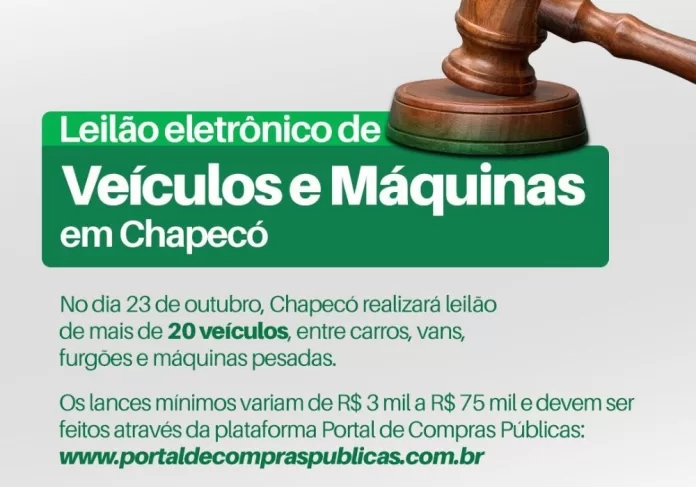 leilão de veículos em Chapecó