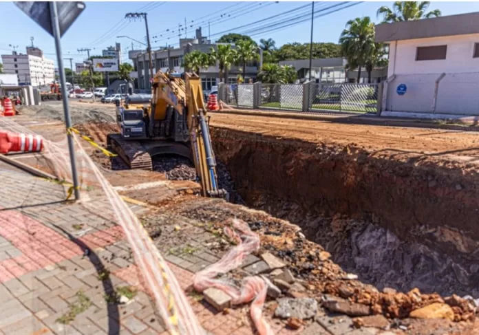 obras de macrodrenagem em Chapecó