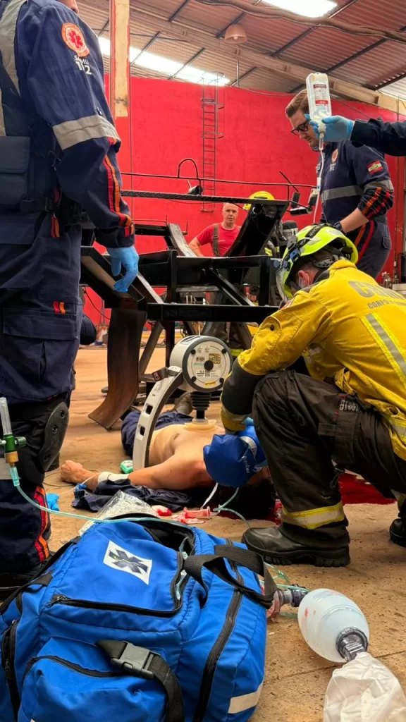 resgate aéreo de funcionário após explosão em Chapecó