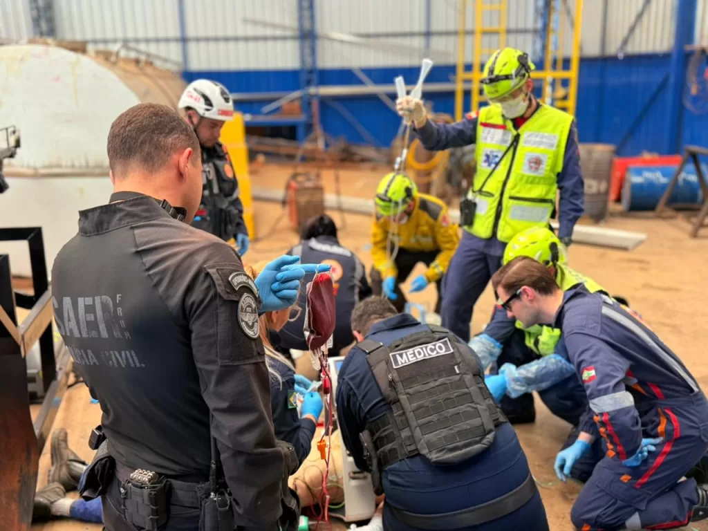 resgate aéreo de funcionário após explosão em Chapecó