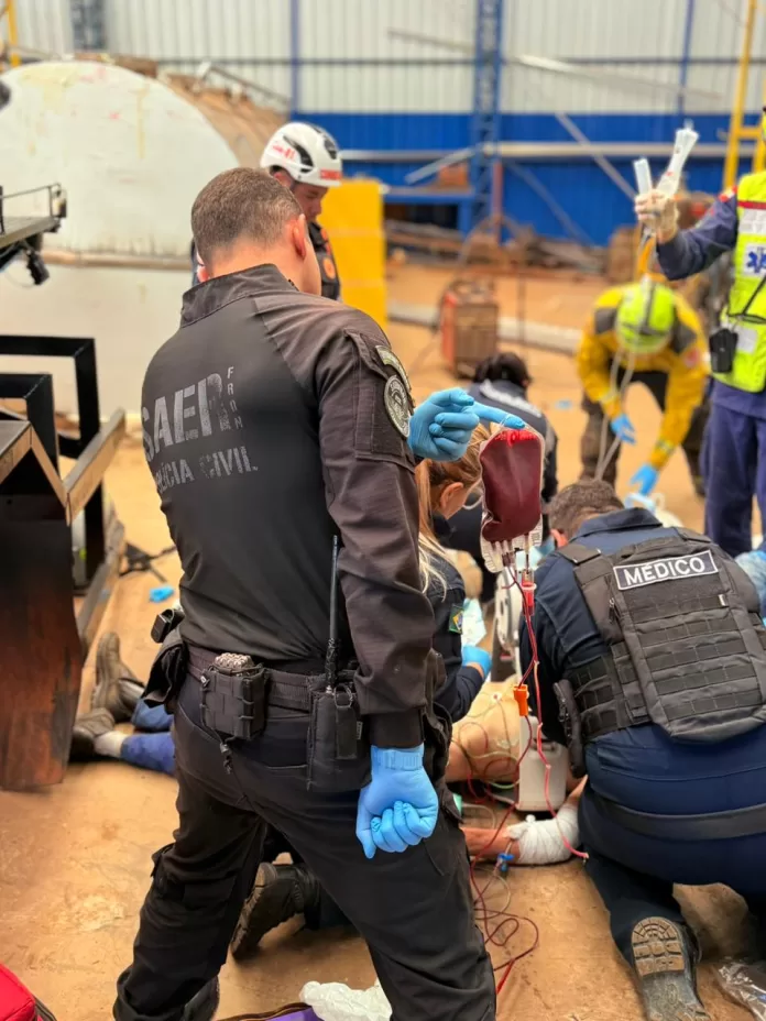 resgate aéreo de funcionário após explosão em Chapecó