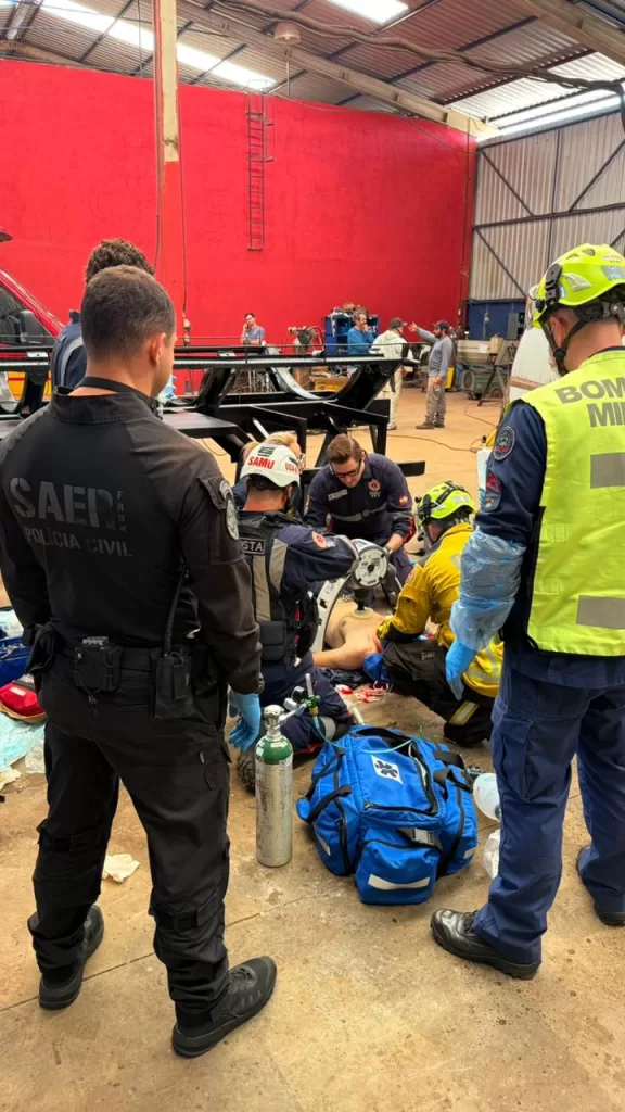 resgate aéreo de funcionário após explosão em Chapecó
