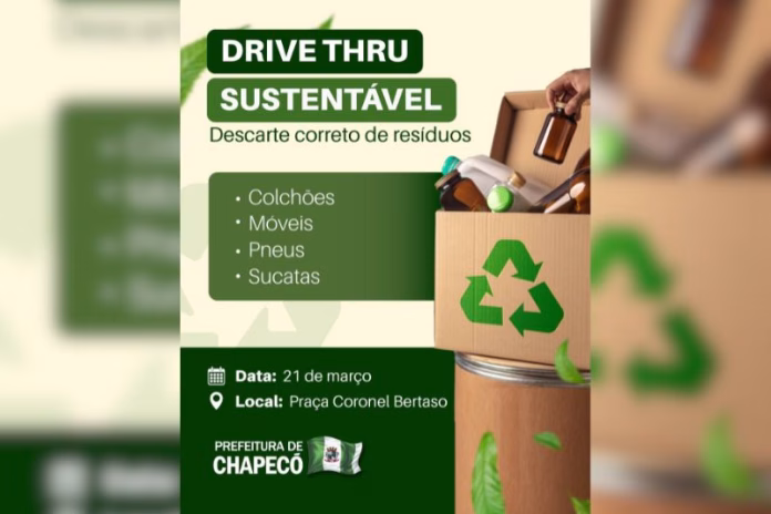 Prefeitura de Chapecó promove drive-thru de recicláveis para incentivar o descarte correto