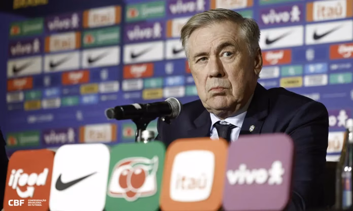 Técnico Carlo Ancelotti durante anúncio dos convocados da seleção brasileira para a Copa do Mundo 2026